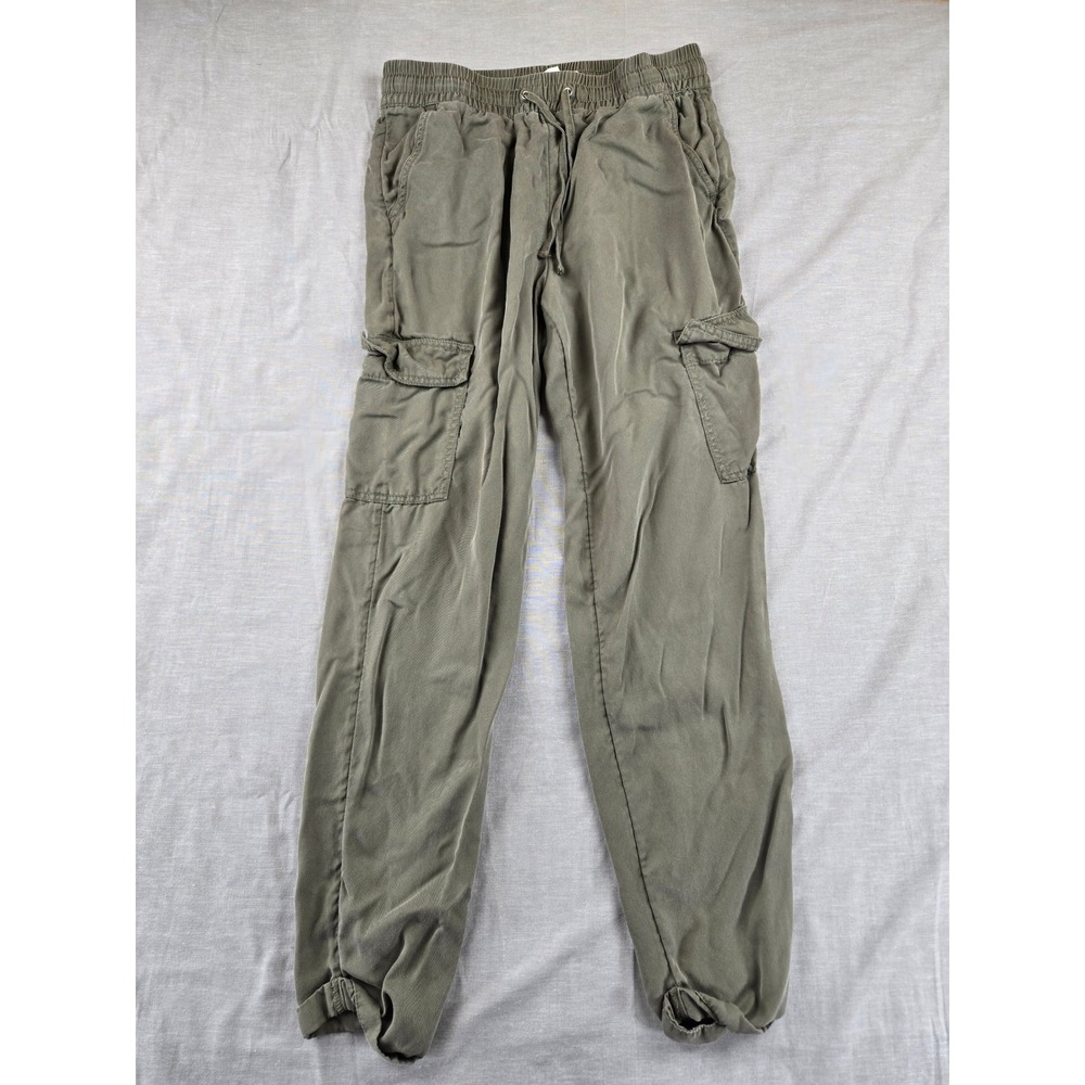 HM LOGG Womens Olive Green Lyocell Cargo Joggers Drawstring Pants Size 4